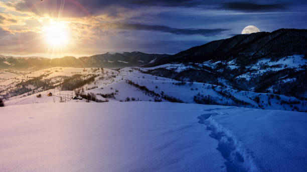 istock mountainous landscape at winter solstice in morning light 1868106402
