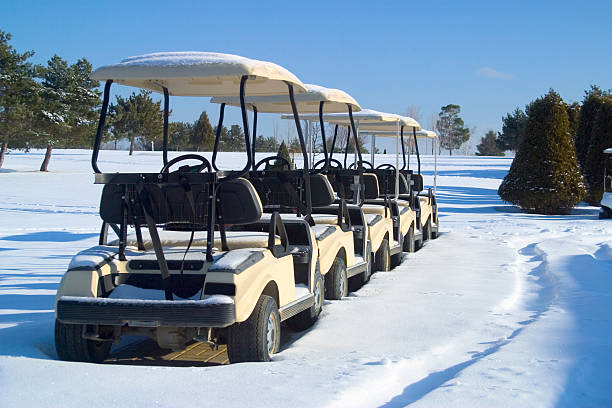 Winter Golf Carts stock photo