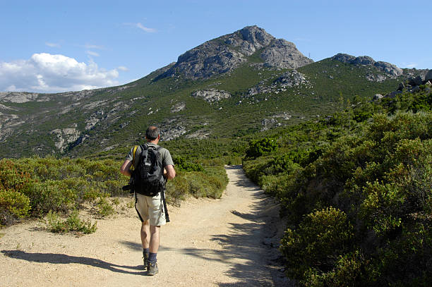 Hiking tour Man hiking in beautiful nature corsica photos stock pictures, royalty-free photos & images
