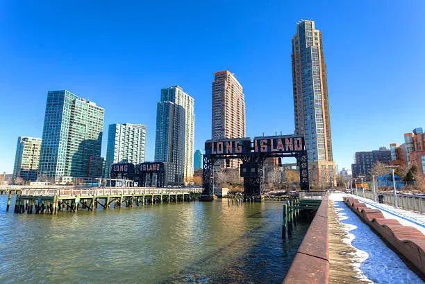 "Long Island city old gantry cranes , New York City"