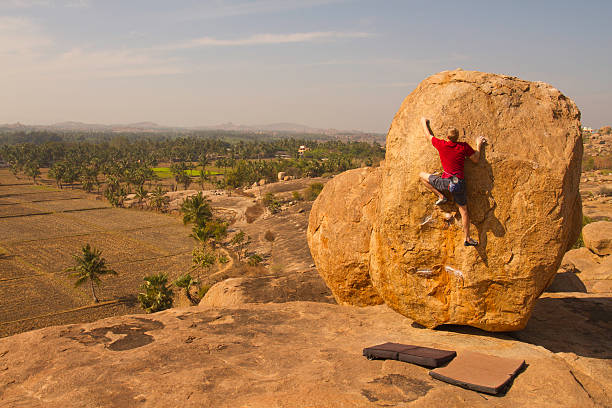 Man Rockclimber stock photo
