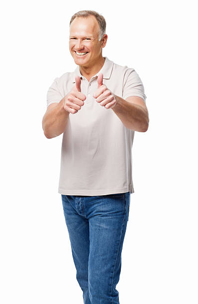 istock Man Gesturing Two Thumbs Up Towards the Camera - Isolated 186811211