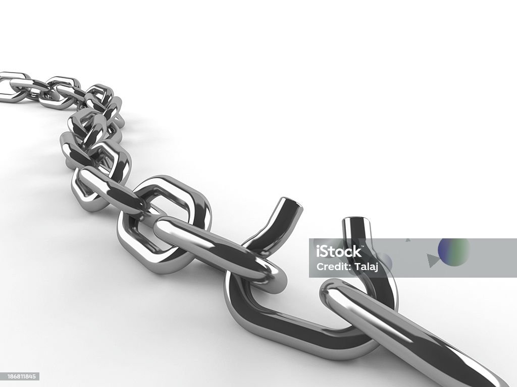 Weak link Weak link concept isolated on white background A Chain Is As Strong As Its Weakest Link Stock Photo