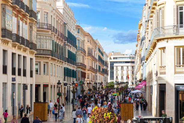Calle Marqués de Larios, in Málaga city centre, Spain stock photo