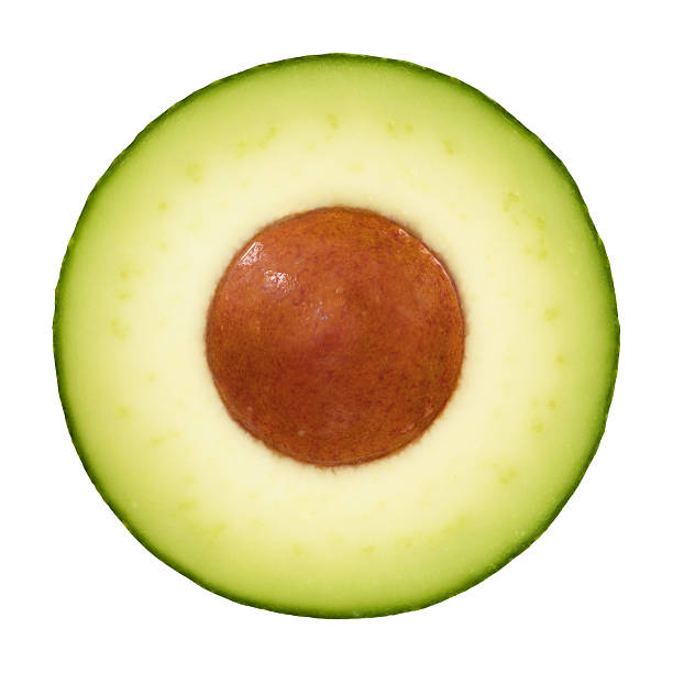 aguacate parte sobre blanco - avocado portion fruit isolated fotografías e imágenes de stock