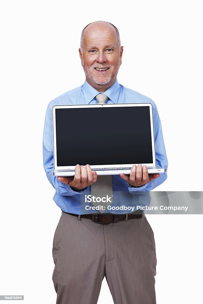 Senior negócios homem segurando seu computador portátil - Royalty-free Adulto Foto de stock
