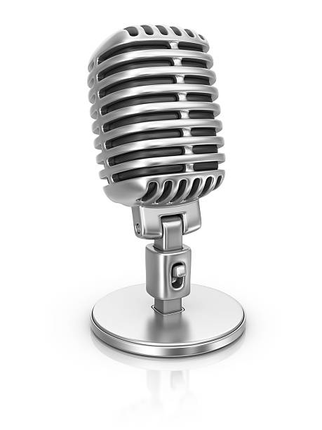 silver microphone stock photo