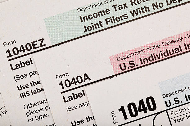 istock 1040 tax forms with color angled labels 186814626