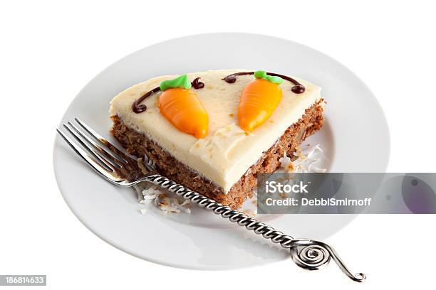 Carrot Cake Slice With Fork Stock Photo - Download Image Now - Carrot Cake, Cut Out, Cake