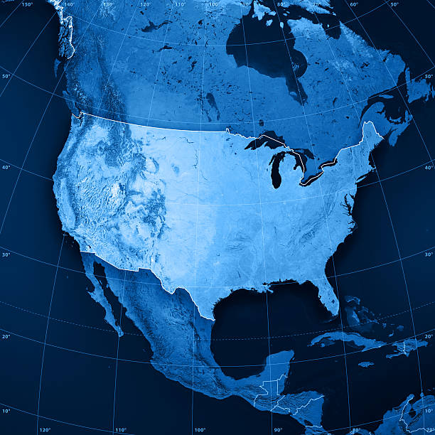 stati uniti mappa topografica - north american foto e immagini stock