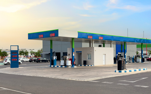 Petrol Station. Gas station for cars and trucks. Petrol Station for Sale petrol. Retail Gasoline with store.