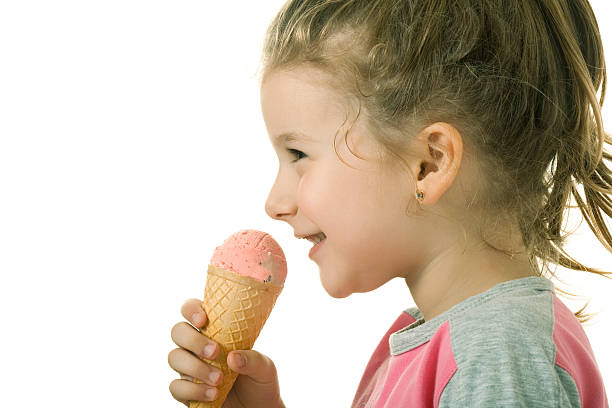 istock Little girl is eating ice cream 186815546