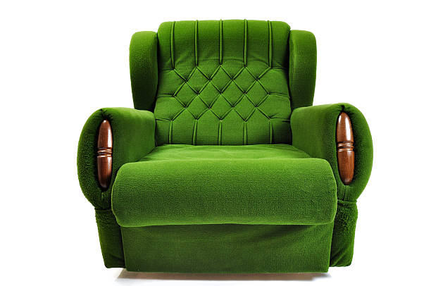 グリーンのソファー白で分離 - chaise longue 写真 ストックフォトと画像