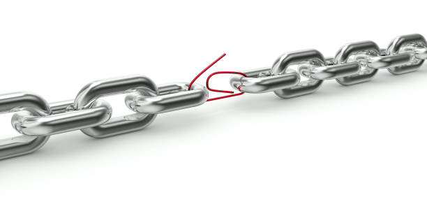 Chain with a weak link in a red paper clip