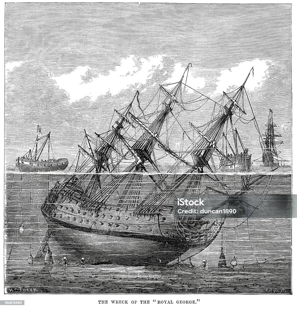 「wreak HMS のロイヤルジョージ - 帆船のロイヤリティフリーストックイラストレーション