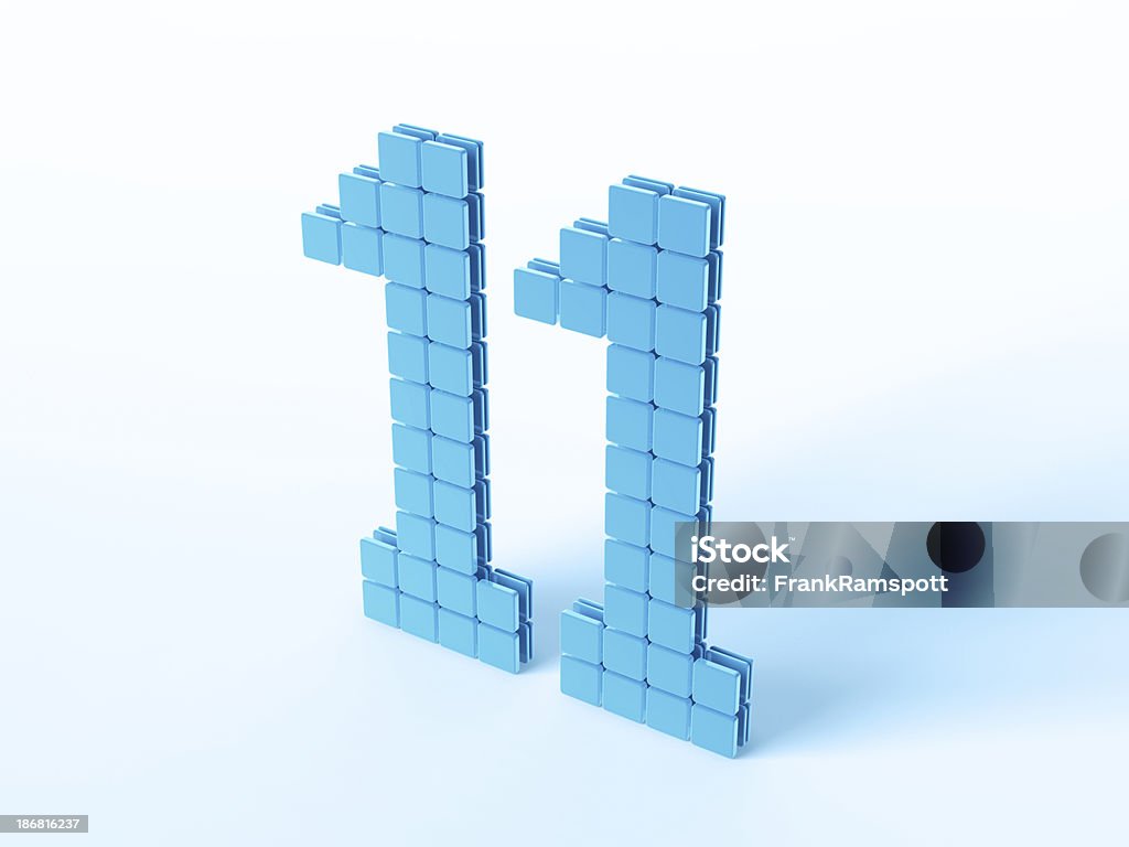 Blue Digital Number Eleven 3D Render of a Digital Number 11 built with blue square pieces. Very high resolution available! Use it for Your own composings!Related images: Digitally Generated Image Stock Photo
