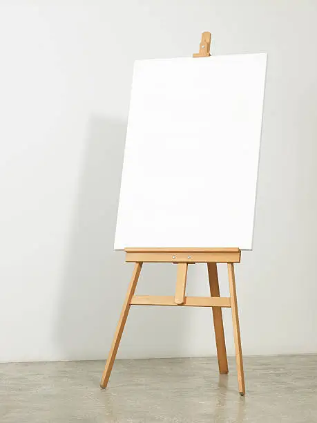 Easel with vertical canvas -clipping path-