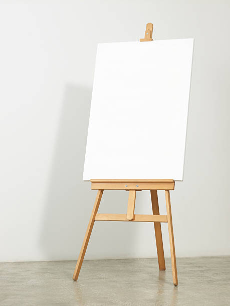 sztaluga z pionowym płótna - canvas easel blank art zdjęcia i obrazy z banku zdjęć