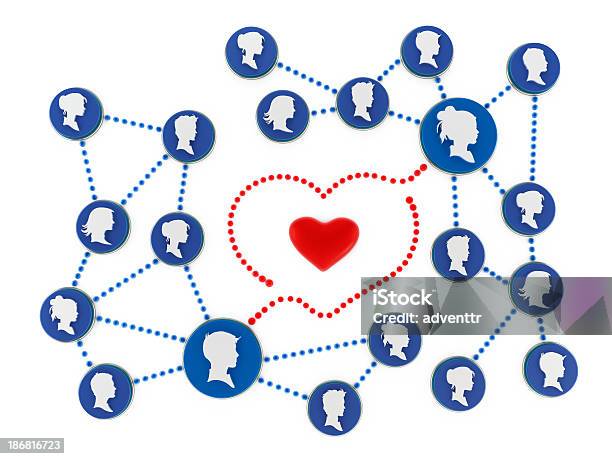 소셜 네트워크 사랑입니다 3차원 형태에 대한 스톡 사진 및 기타 이미지 - 3차원 형태, 개념, 개념과 주제