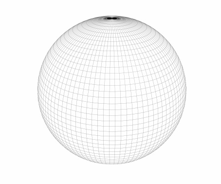 Wireframed sphere - one sided visible - high polygon count