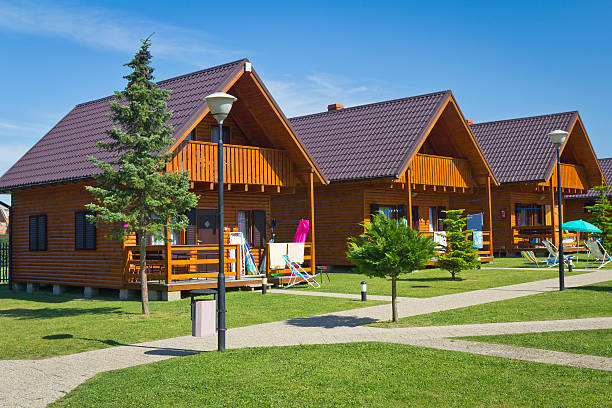 istock Holiday cottages in summer camping 186817501