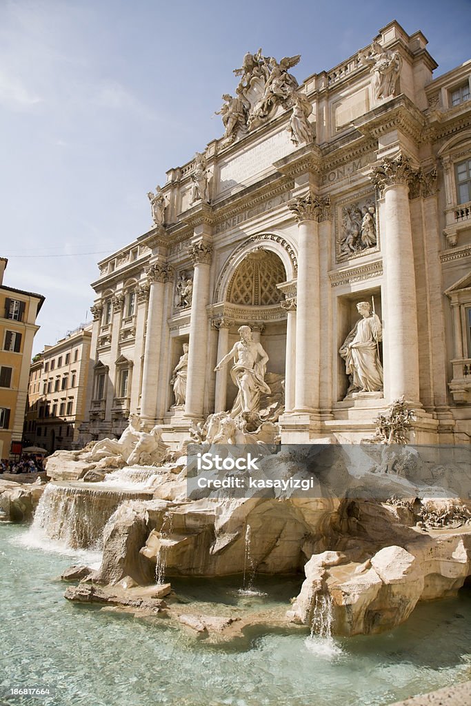 Trevi Fountain "Fontana Di Trevi in Rome, Italy" Ancient Rome Stock Photo