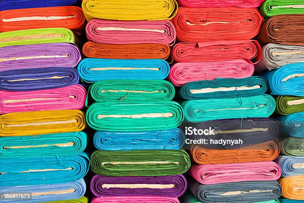 Colorful Fabrics Stock Photo - Download Image Now - Bazaar Market, Beauty, Blue
