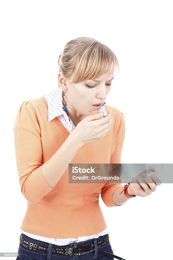 젊은 여자 기침하기 및 쥠 병 of medicine - 로열티 프리 20-29세 스톡 사진