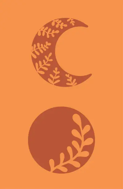Vector illustration of Moon and Half Moon