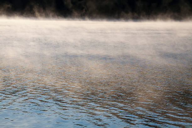 Am frühen Morgen am nebligen See – Foto