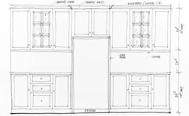 blueprints kitchen cabinets design sketch kitchen drawings stock illustrations