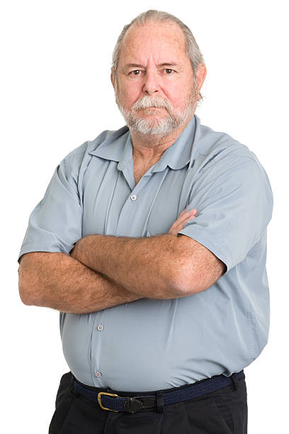 istock Tough senior man crossing his arms 186821293