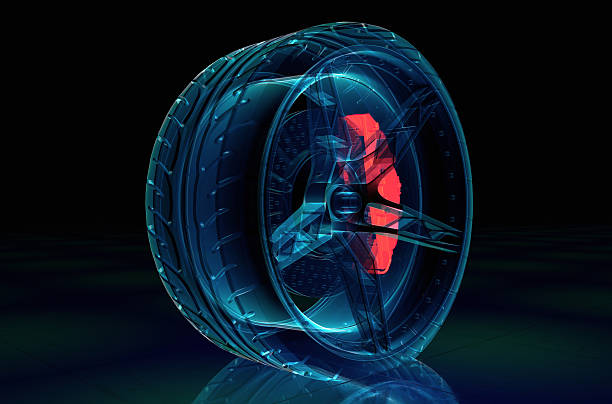 istock Brake System with tyre and rim X-ray style 186821305