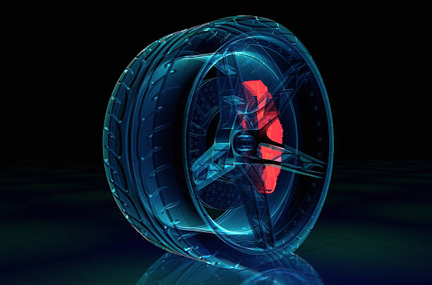 Brake System with tyre and rim X-ray style stock photo