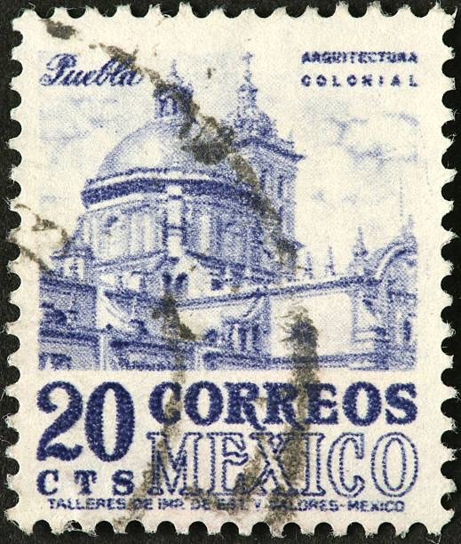 istock colonial architecture on an old Mexican stamp 186821620