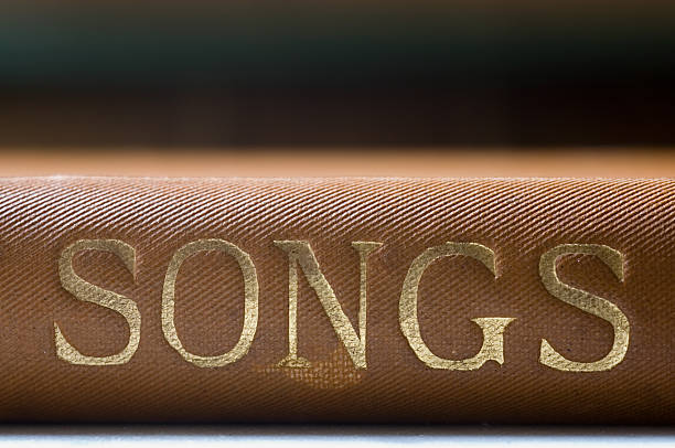 Row of Danish hymnals on a shelf