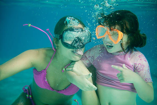istock Family swimming underwater 186822059