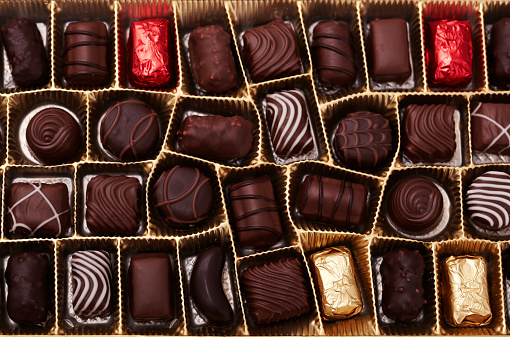 Chocolate pralines. Short depth-of-field