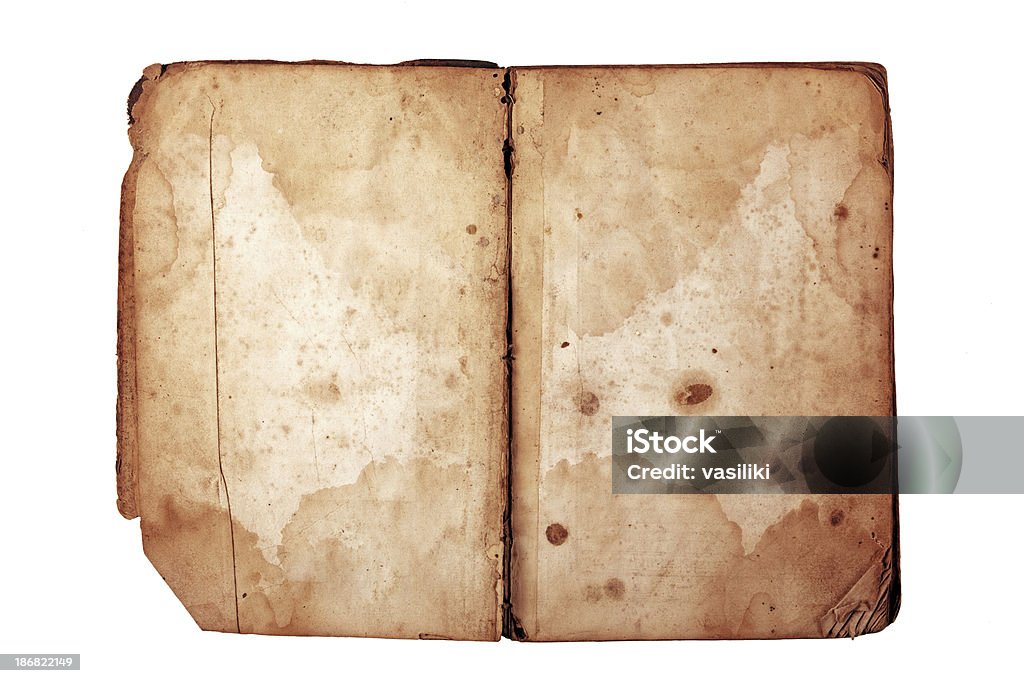 Open antique book "Antique (1865) book, open in blank pages.See also" Ancient Stock Photo