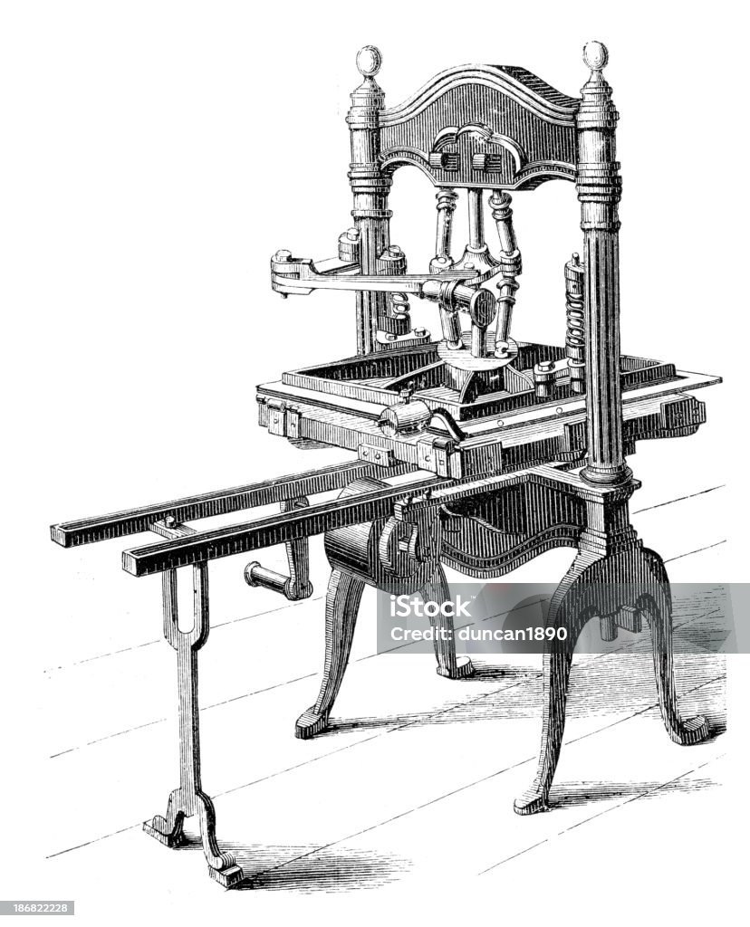Ретро-машина-Рука Печатная машина - Стоковые иллюстрации Печатная машина роялти-фри
