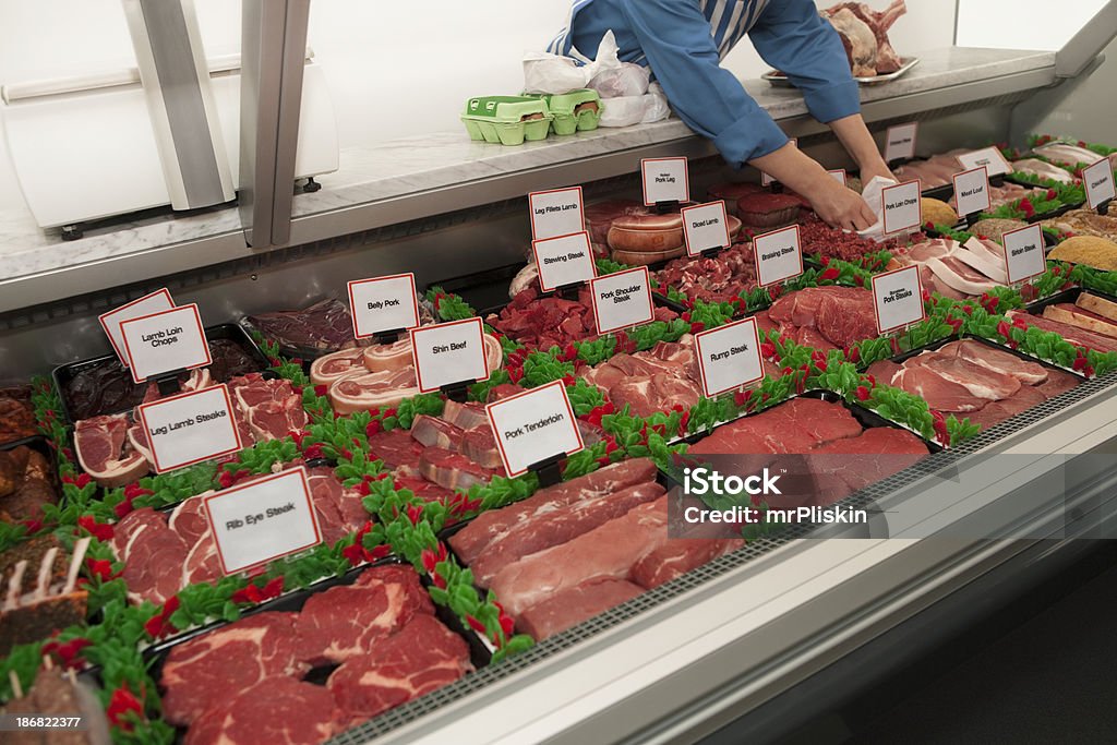 Contador de carnicero - Foto de stock de Carne libre de derechos