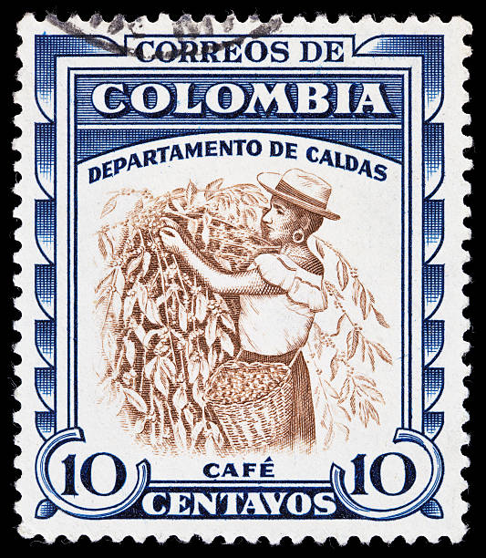 istock Colombia picking coffee beans postage stamp 186822383