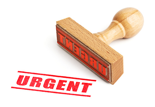 “URGENT” rubber stamp. Clipping path on rubber stamp.