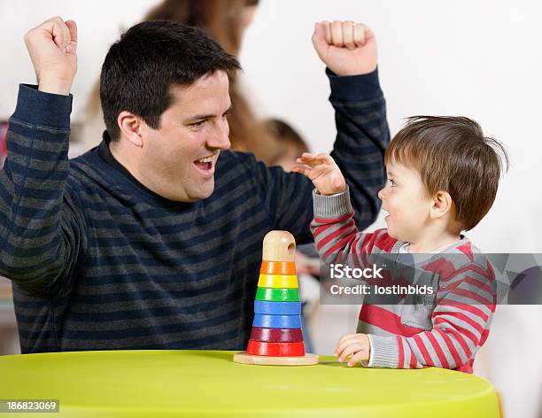 Father Carer Interacting With Toddler Stock Photo - Download Image Now - Parent, Communication, Face To Face