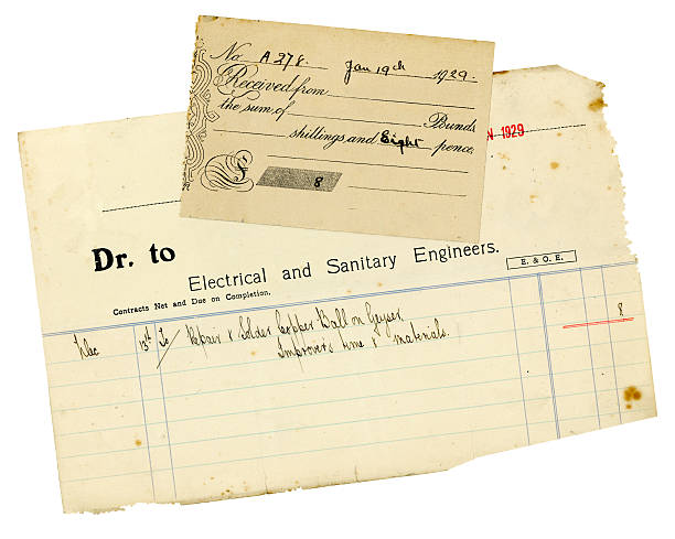 istock Bill and receipt from British building company, 1929 186823301