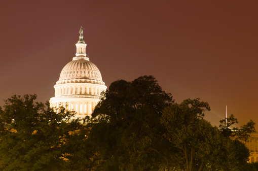 El Capitolio de Estados Unidos, en la noche-Washington DC photo