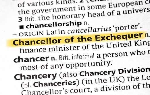 close up photo of the words chancellor of the exchequer
