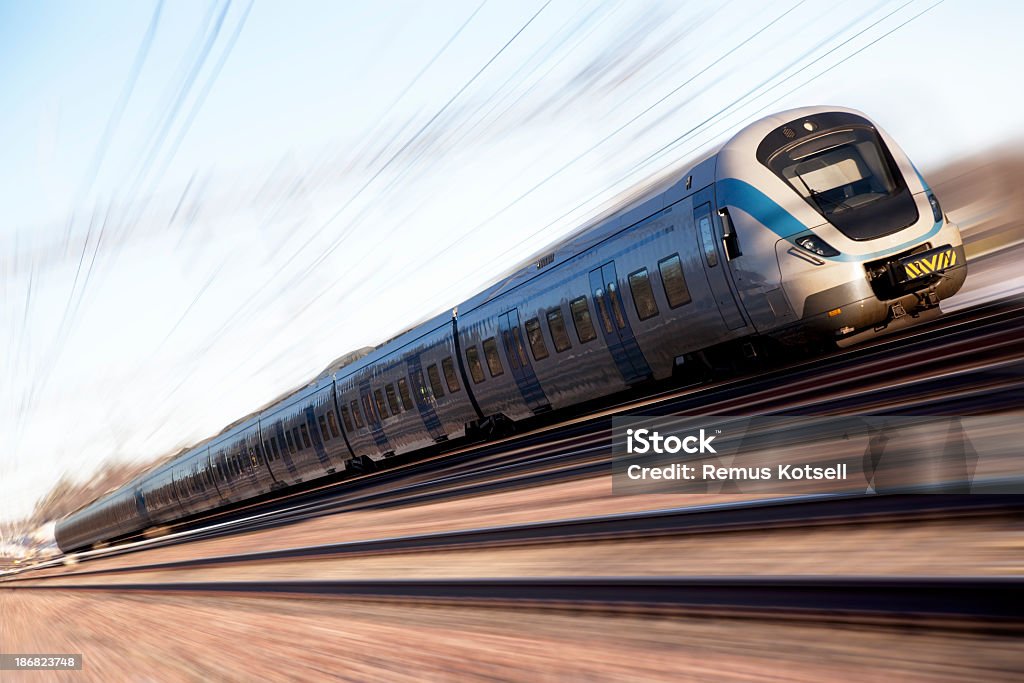 Blue trem de alta velocidade - Foto de stock de A caminho royalty-free