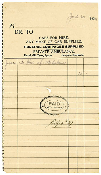 istock British receipt for vehicle hire, 1939 186824273