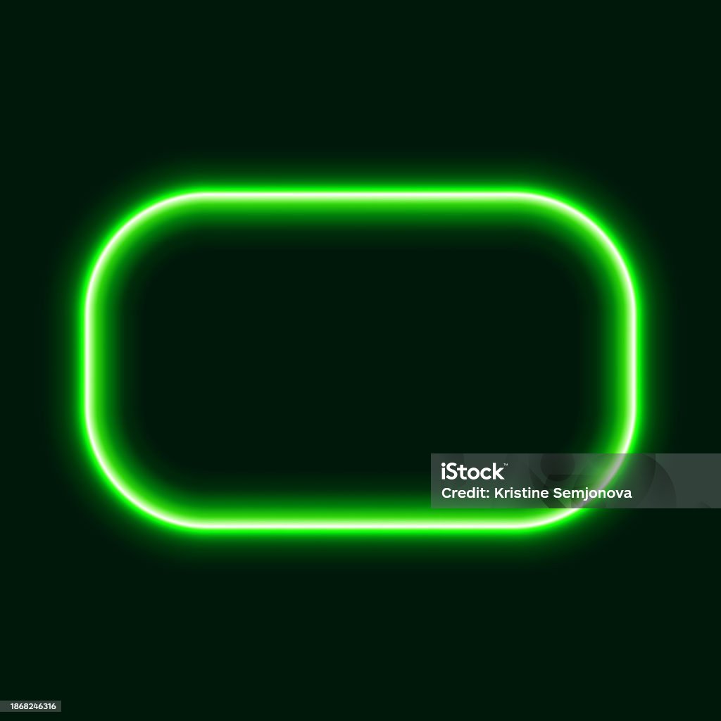Neon Rounded Rectangle Frame Design Green Neon Rounded Rectangle Frame On Dark Background Vector ...